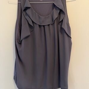 LOFT Charcoal Ruffle Sleeveless Blouse